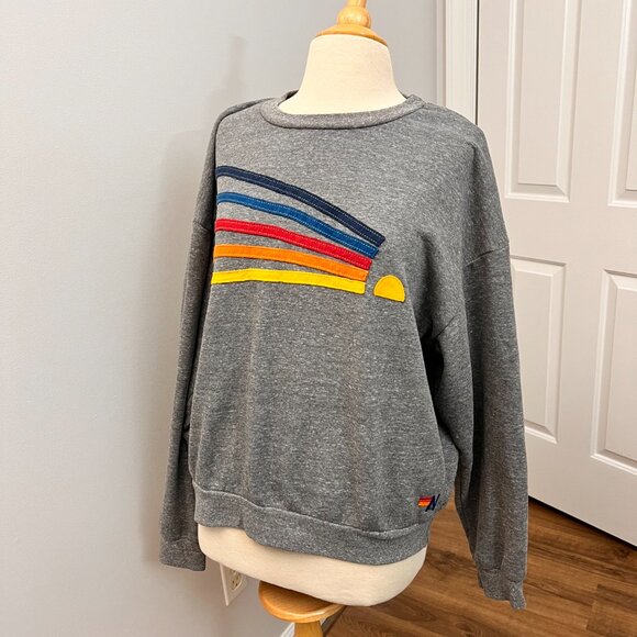 Aviator Nation Tops - Aviator Nation Rainbow Sunrise Gray Sweatshirt Sz M